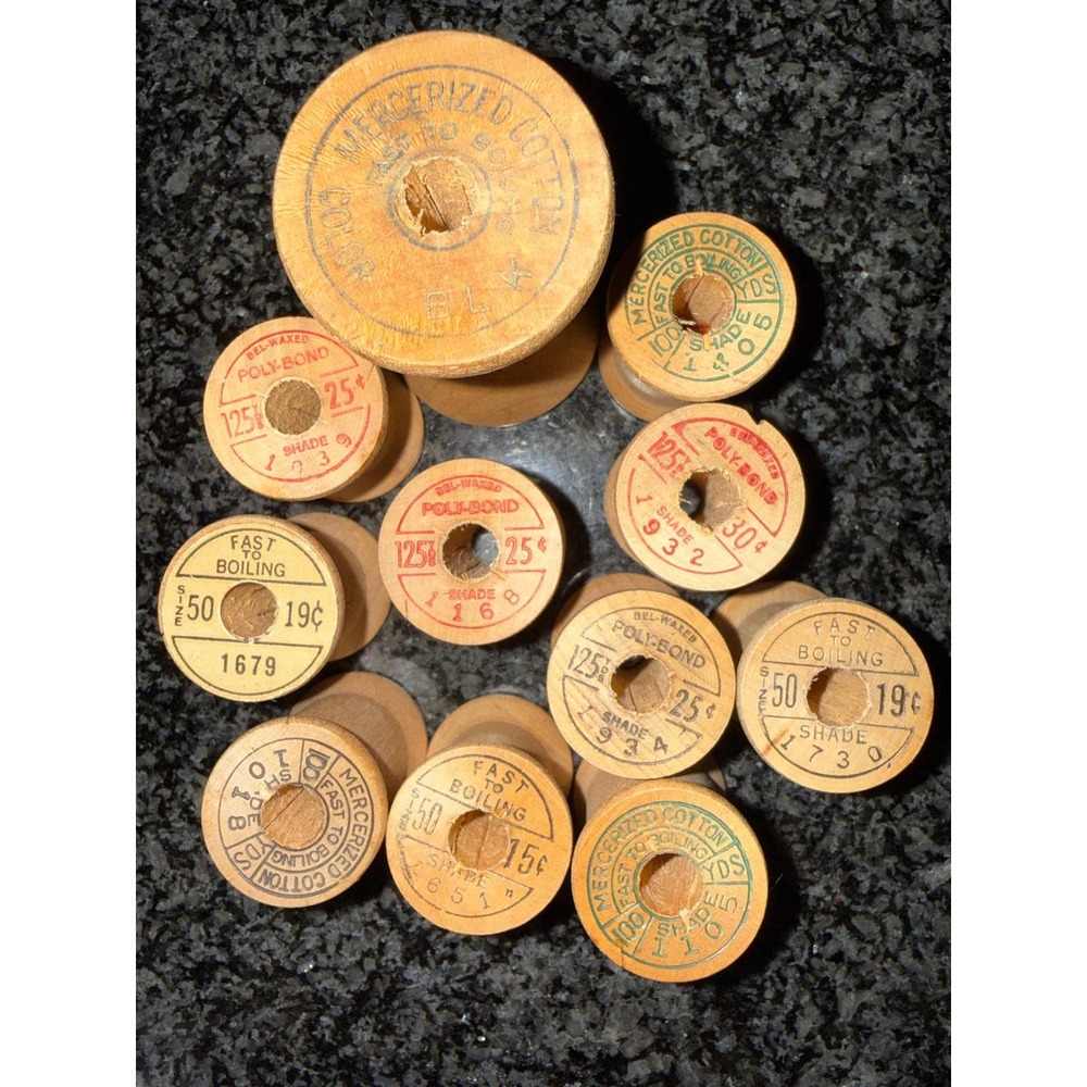 Vintage Belding Corticelli Wooden Thread Spools Lot of 11 Craft Sewing Decor